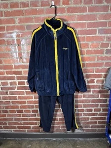 Vintage Y2K FUBU Velour Trainingsanzug blau/gelb 2-teiliges Set Hip Hop Erwachsene Large - Bild 1 von 9