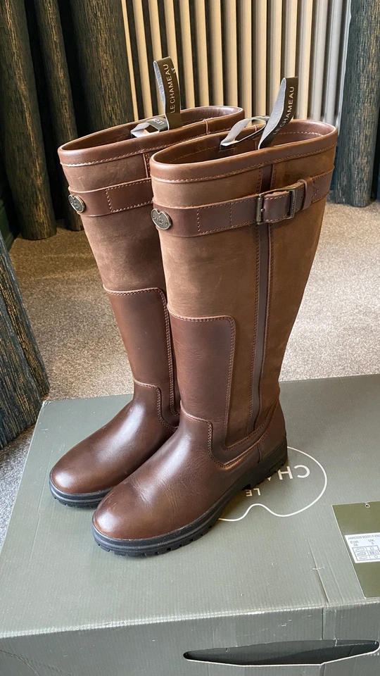 Botas ecuestres/de campo Le Chameau Jameson de cuero para dama talla 5/38 nuevas/sin usar  - Imagen 1 de 4