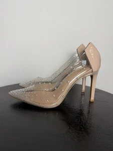 INC Womens Silver Transparent Katey Pointed Toe Stiletto Slip On Pumps 8 M - Picture 1 of 8