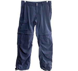 COLUMBIA Women Convertible Pants Sz 14 Blue Omni Shade Hiking Walking 47-3 - Picture 1 of 18