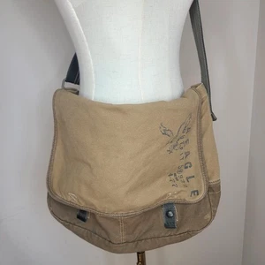 American Eagle Outfitters Y2K Canvas Messenger Bag Utility Crossbody Tan - Picture 1 of 6