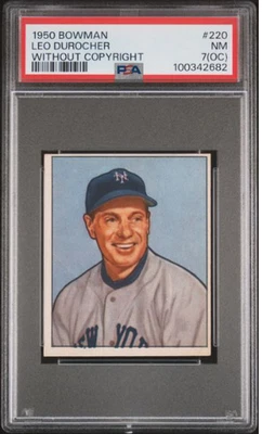 1950 Bowman # 220 Leo Durocher Without Copyright SGC 7(OC) - Image 1 of 3