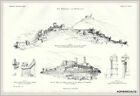 "Die Schlösser von Bellinzona"Blatt mit 4 Ansichten + 1 Schnitt. Stahlstich 1905