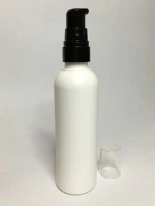 Empty 100ml White HDPE Plastic Boston bottles With Black Cream Pump *ANY AMOUNT* - Picture 1 of 2
