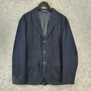 Vintage Polo Ralph Lauren Jacket Mens 46R Large Blue Corduroy Blazer 3 Button - Bild 1 von 17