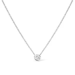 14K Gold Lab Grown Diamond Modern Bezel-Set Solitaire 16"-18" Pendant Necklace - Picture 1 of 8