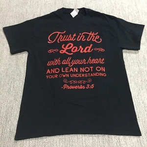Christian T Shirt Men's Medium Black Double Sided Proverbs Trust In Lord Jesus - Picture 1 of 11