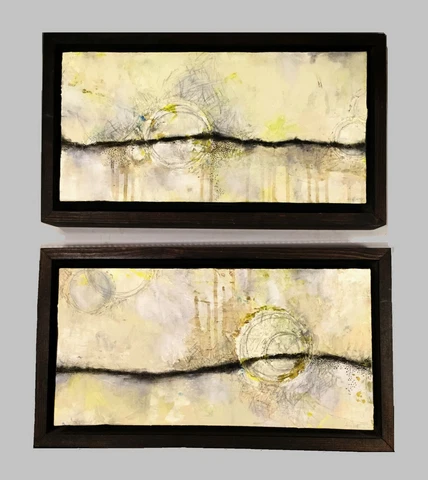 Pair of original art. Abstract mixed media. Framed. Masculine. Executive decor Cover