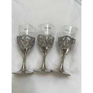 Vintage Silverplate Filigree Cordial Glasses - Set of 3 - Picture 1 of 4