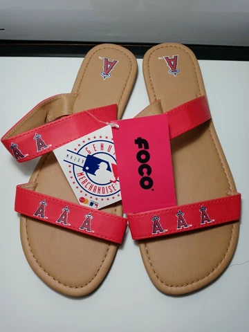 MLB Los Angeles Angels Women's Double Strap Leather Sandals by FOCO Size-XL.E6 Cover