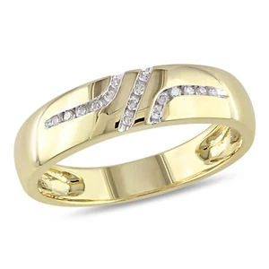 Amour 10k Yellow Gold 1/10 CT TW Men's Diamond Wedding Band Ring - Picture 1 of 5