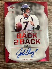 JOHN ELWAY TERRELL DAVIS 2022 Leaf In The Game Used Sports Back 2 Back Auto #2/3