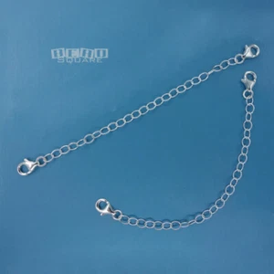 2 Sterling Silver Lobster Claw Clasps Safety Chain, Connector, Extender 4 inches - Picture 1 of 1