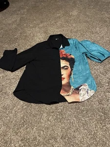 Frida Kahlo Button Down Blouse Size  XL Women - Picture 1 of 9
