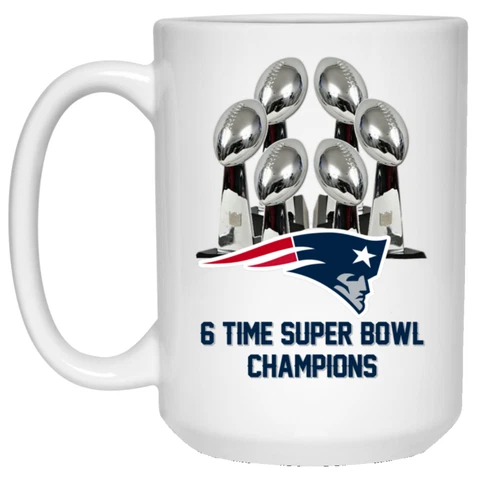 New England Patriots 6 Time Super Bowl Champions 15 oz Ceramic Coffee Mug Cup Cover