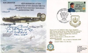 US WW2 fighter pilot Col George T Buck USA Ace signed RAF bomber cover - Picture 1 of 1
