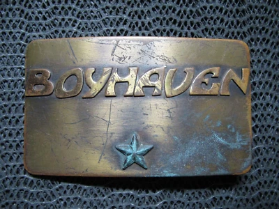 BOYHAVEN BOY STAR SCOUTS BRASS BELT BUCKLE! VINTAGE! RARE! 1970s! USA! - Image 1 of 4