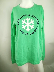 Life is Good Women Long Sleeve Crusher Tee Positive Altitude Green Medium 73255 - Picture 1 of 10