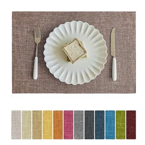 Faux Linen Placemats Set of 4-12 x 18 Inch Heat Resistant Double Layered Dura... - Picture 1 of 7