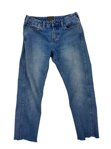 Obey womens jeans size 28 28x25 raw hem straight leg 9” rise o19 - Picture 1 of 4