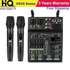 TZT R4-Pro Bluetooth Sound Card 4CH Mixer Mixing Console w/ Wireless Microphone - Picture 1 of 4