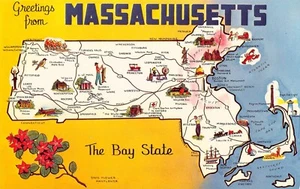 Greetings Map of Massachusetts and Cape Cod - Picture 1 of 4