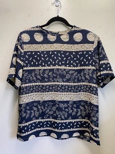 Alfred Dunner Top Woman’s Size 12 Black White Multi Print Back Collar Buttons - Picture 1 of 7