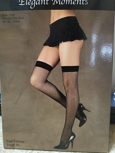 Elegant Moments. Red. Fishnet Thigh Hi Style 1744. One size fits most. - Picture 1 of 3