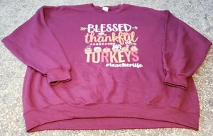 Blessed And Thankful For My Turkeys #Teacherlife Thanksgiving Sweatshirt Sz 2XL - Picture 1 of 3