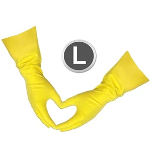 Large - 3 Pairs - Yellow Kitchen Cleaning Dishwashing Nitrile Reusable Gloves - Picture 1 of 5