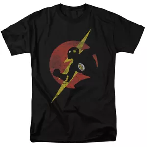 The Flash Symbol Knockout Distressed Logo T Shirt Licensed Comic Book Tee Black - Picture 1 of 2