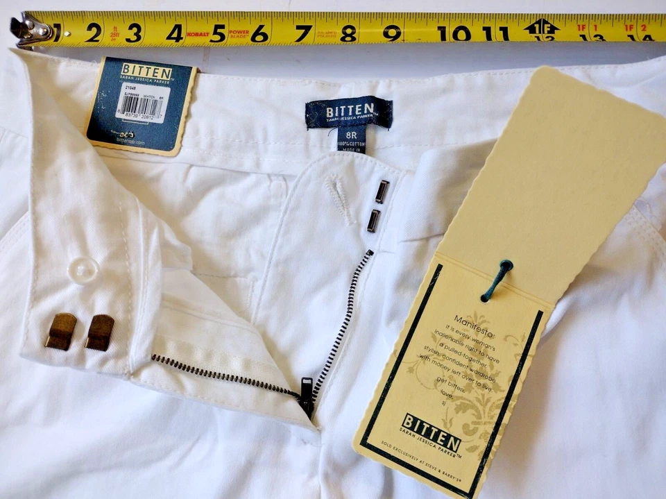 Pantalones informales BITTEN Sarah Jessica Parker para niñas mujeres nuevos con etiquetas talla 8R X 27 blancos Foto 1 de 4