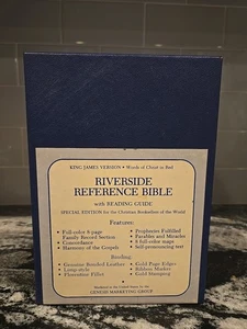 1972 KJV Riverside Reference Holy Bible, Thomas Nelson, Brown Leather, Gold Edge - Foto 1 di 9