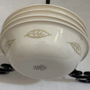 Corelle Textured Leaves 10-oz Fruit 4 DESSERT BOWLS Beige Gold Leaves Small Mini - Picture 1 of 8