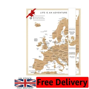 Travel Map Pin Board with 100 Pins - Stylish Wooden Frame Decor - Picture 1 of 8