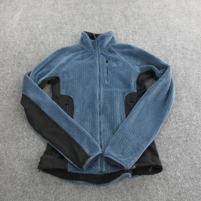 Jaqueta Mountain Hardwear Feminina XS Azul Lã Zíper Completo Painéis Pretos Bolsos - Imagem 1 de 4