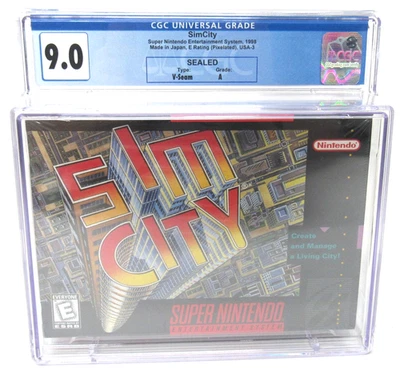 Super Nintendo SNES CGC 9.0 Sealed Sim City 1998 V-Seam A - Image 1 of 4