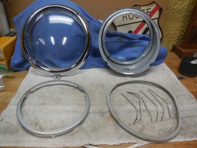 Receptor de faros Porsche 356/VW con vidrio #111941037cx, recambio NOS, caja abierta Foto 1 de 4