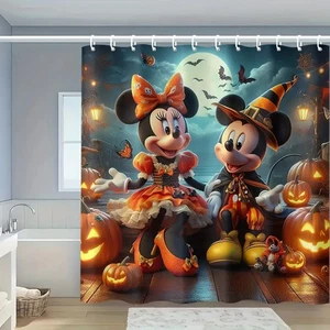 Disney Mickey Minnie Halloween Cortina de Ducha Dibujos Animados Baño Decoración del Hogar - Imagen 1 de 1