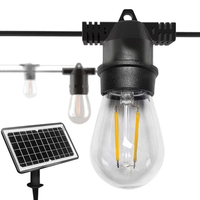 Solar Powered S14 bulb string light 32.8FT For Outdoor Patio Backyard Lighting - Image 1 of 4