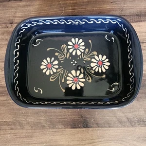 Casseruola Siegfried-Burger & Fils dipinta a mano blu navy floreale 9,5 x 6,5 - Foto 1 di 9