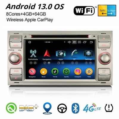 Android 14 DAB+ Autoradio Navi 4G Ford Focus S/C-Max Transit Connect Kuga Fiesta - Bild 1 von 4