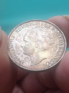 Silbermünze Niederlande Dutch Gulden getönt 1930 vz - Bild 1 von 2