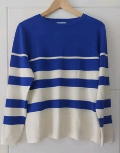 Bonmarche Blue &cream Long Sleeve Jumper Size 14 - Picture 1 of 6