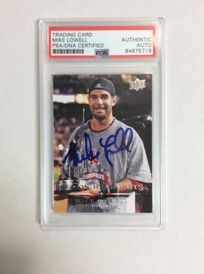 MIKE LOWELL 2008 UD SEASON HIGHLIGHTS PSA/DNA AUTHENTIC AUTO RED SOX WS CHAMPS - Image 1 of 2