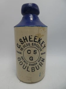 ANTIQUE C.SHEEKEY GOULBOURN BREWERY STONEWARE POTTERY GINGER BEER BOTTLE - Picture 1 of 12