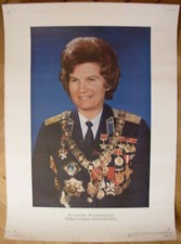 ORIGINAL SOVIET Russian POSTER Valentina Tereshkova USSR photo Cosmonaut space
