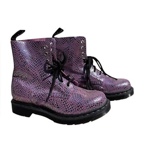 Dr Martens 1460 Pascal Purple Snake Metallic Boots Womens Size 7 New - Picture 1 of 11