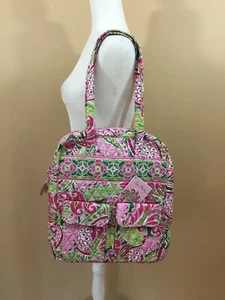 NWT Vera Bradley Tall Zip Tote in Pink Pinwheel (Retired) PLUS Matching Barrette - Picture 1 of 12