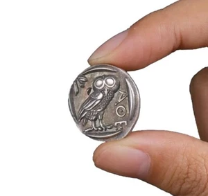 Greek Drachm Coin, Attica Athens Tetradrachm, 490-407 BC Athens /Owl. R€PR0 Coin - Picture 1 of 2